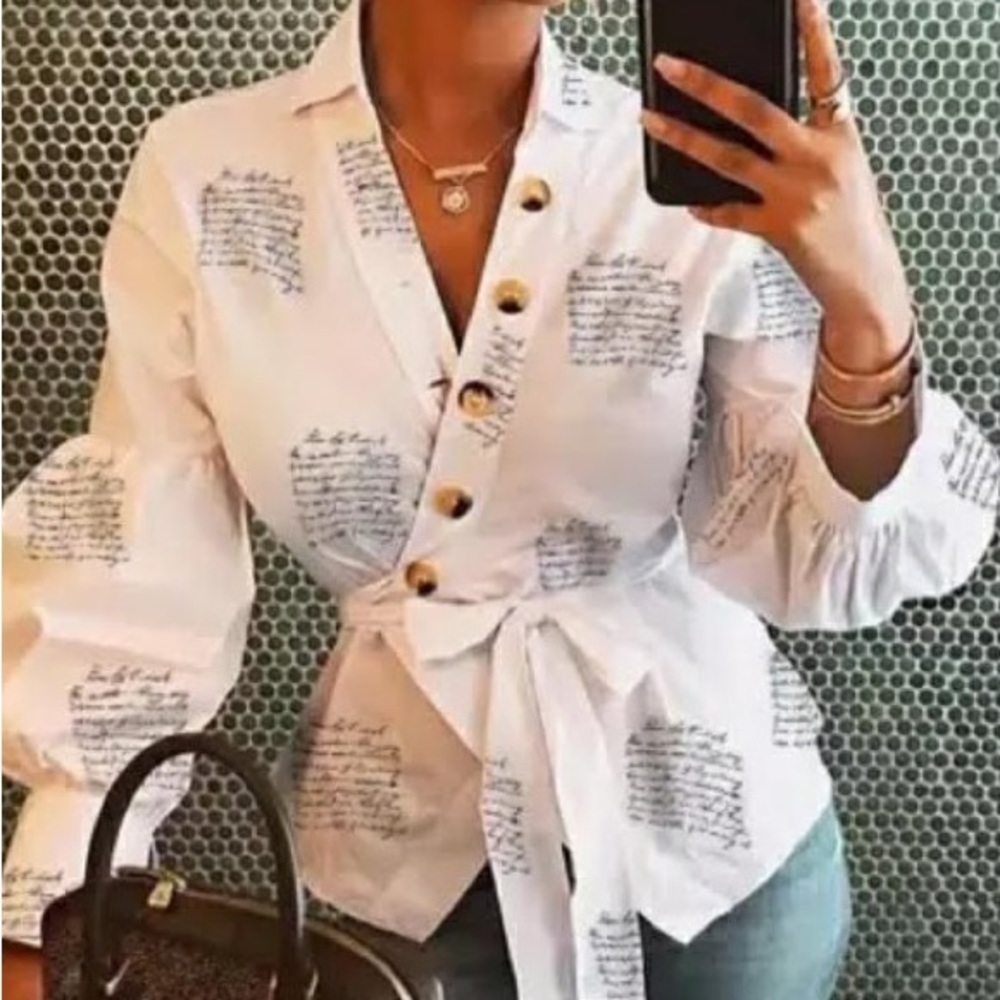 Casual woman’s tie blouse